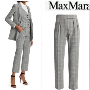 MAX MARA Made In Italy Glen Plaid Tapered Trousers Pants Size 2